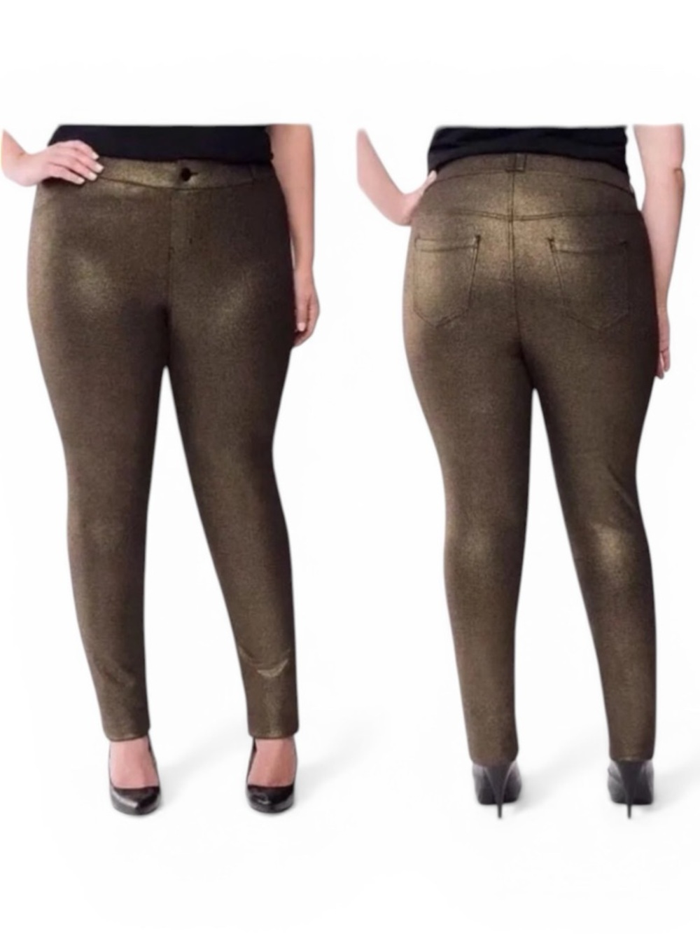 Lane Bryant Metallic Gold  Skinny Pull on Jeggin